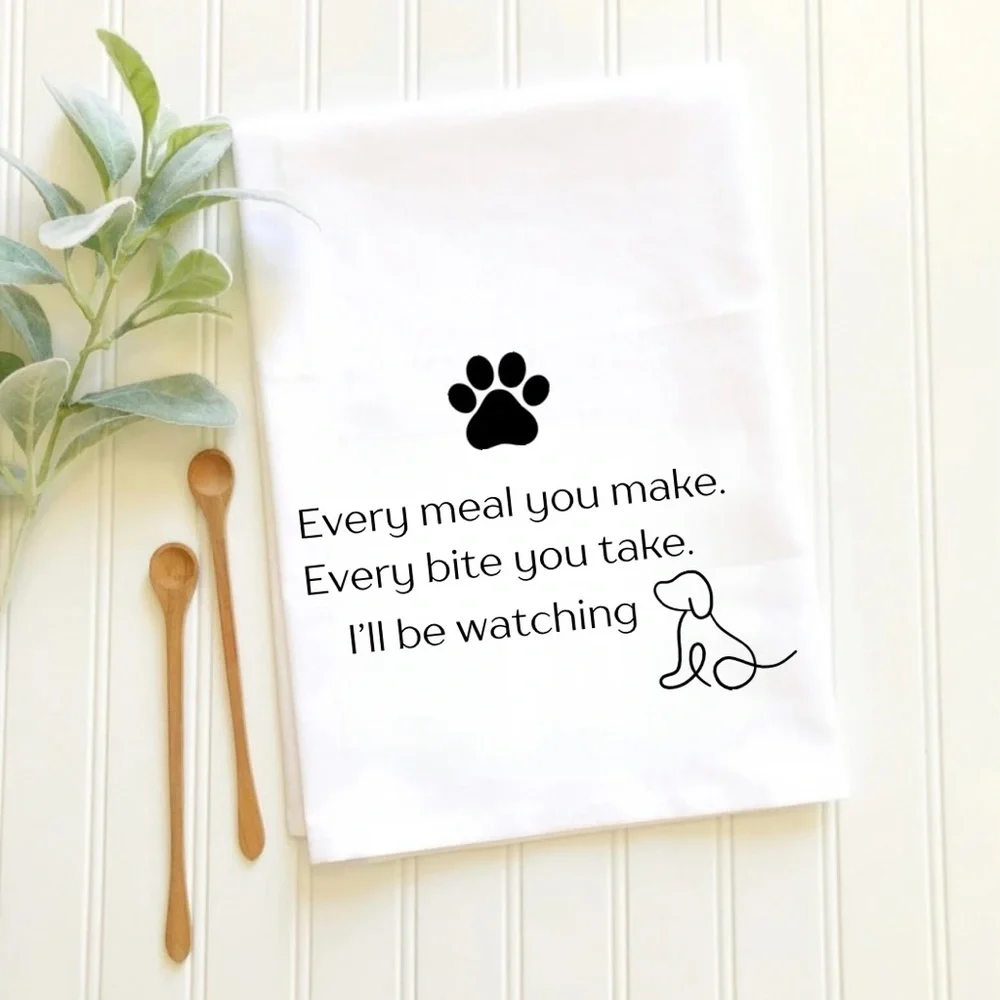 Dog-Themed White Kitchen Towel